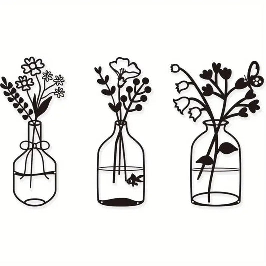 Metal Flower Wall Hangings 3 Pieces 1 Price - FranksFunkyStuff