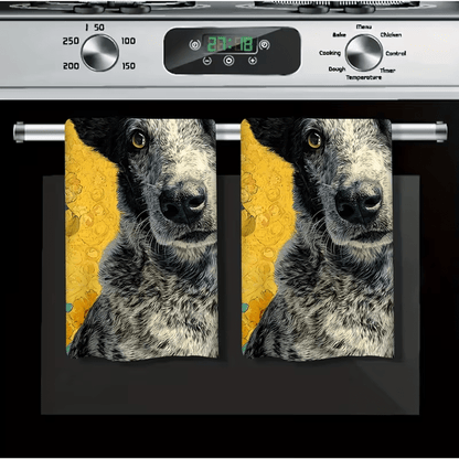 NEW 2pcs Australian Cattle Dog (Blue Heeler) Kitchen & Bath Towel Set - FranksFunkyStuff