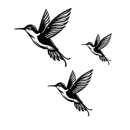 NEW 3 Birds Metal Silhouette, Decorative Metal Cutout Hummingbird Wall Art - FranksFunkyStuff