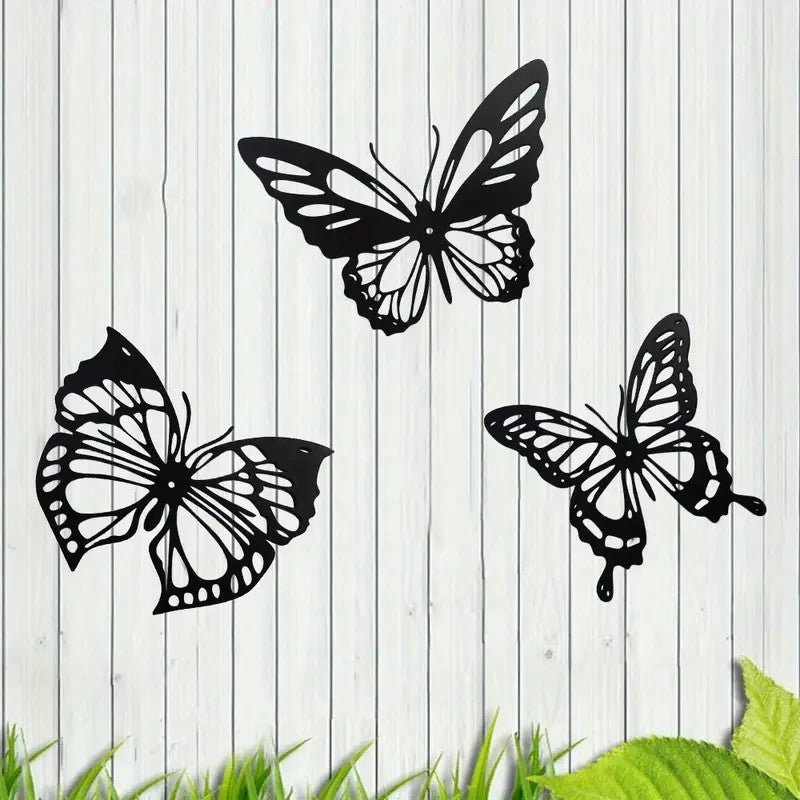 NEW 3 pcs Metal Butterfly Silhouette Wall Art Decor. - FranksFunkyStuff