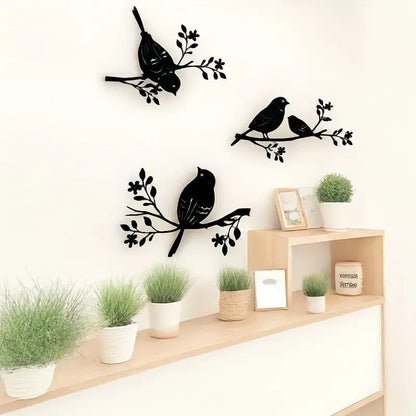 NEW 3 Rustic Metal Birds Wall Decor, Silhouette, Indoor & Outdoor Art - FranksFunkyStuff