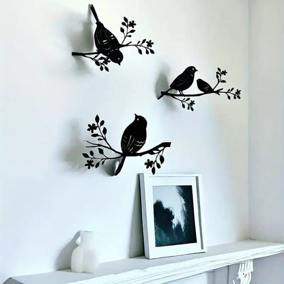 NEW 3 Rustic Metal Birds Wall Decor, Silhouette, Indoor & Outdoor Art - FranksFunkyStuff