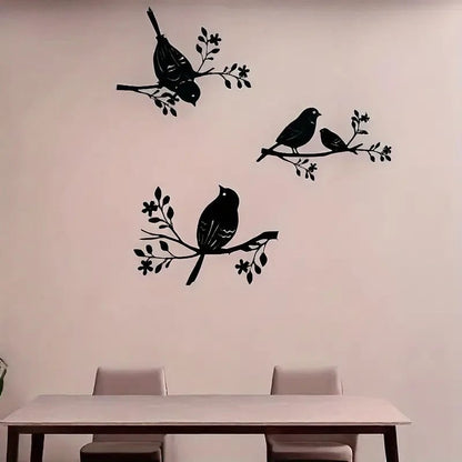 NEW 3 Rustic Metal Birds Wall Decor, Silhouette, Indoor & Outdoor Art - FranksFunkyStuff