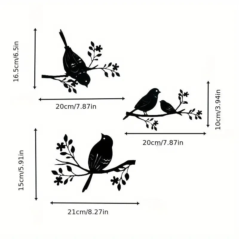 NEW 3 Rustic Metal Birds Wall Decor, Silhouette, Indoor & Outdoor Art - FranksFunkyStuff