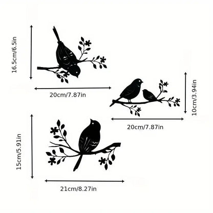 NEW 3 Rustic Metal Birds Wall Decor, Silhouette, Indoor & Outdoor Art - FranksFunkyStuff