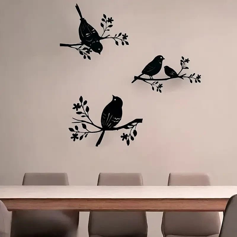 NEW 3 Rustic Metal Birds Wall Decor, Silhouette, Indoor & Outdoor Art - FranksFunkyStuff