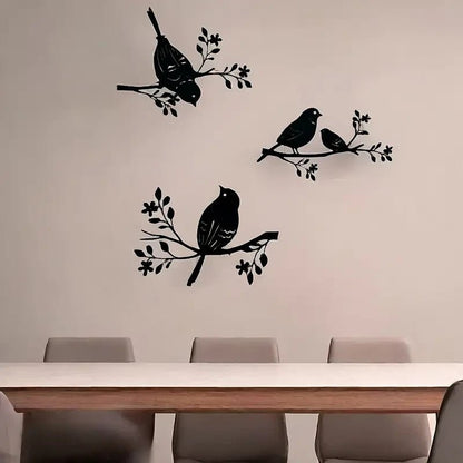 NEW 3 Rustic Metal Birds Wall Decor, Silhouette, Indoor & Outdoor Art - FranksFunkyStuff