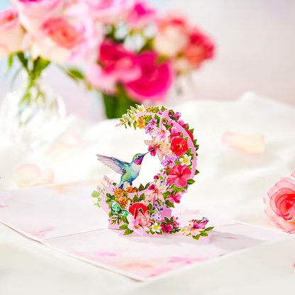 NEW 3D Pop-Up Card - Vibrant Floral Design with Hummingbird & Butterflies - FranksFunkyStuff