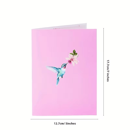 NEW 3D Pop-Up Card - Vibrant Floral Design with Hummingbird & Butterflies - FranksFunkyStuff