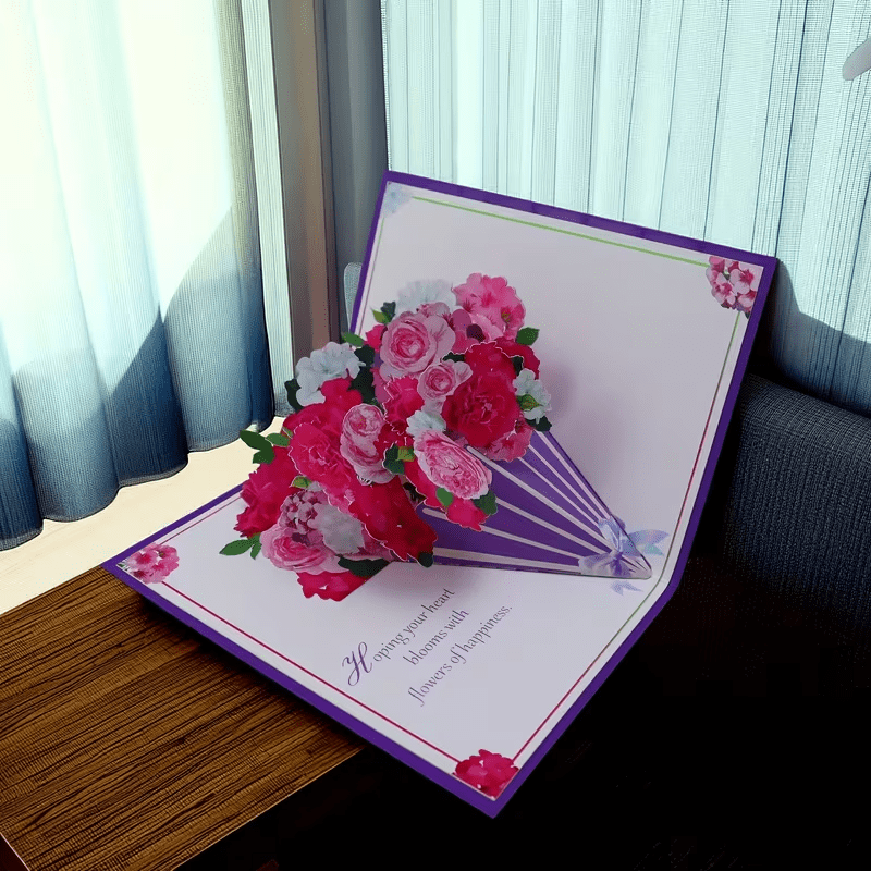 NEW 3D Rose Bouquet Greeting Card Free Shipping - FranksFunkyStuff