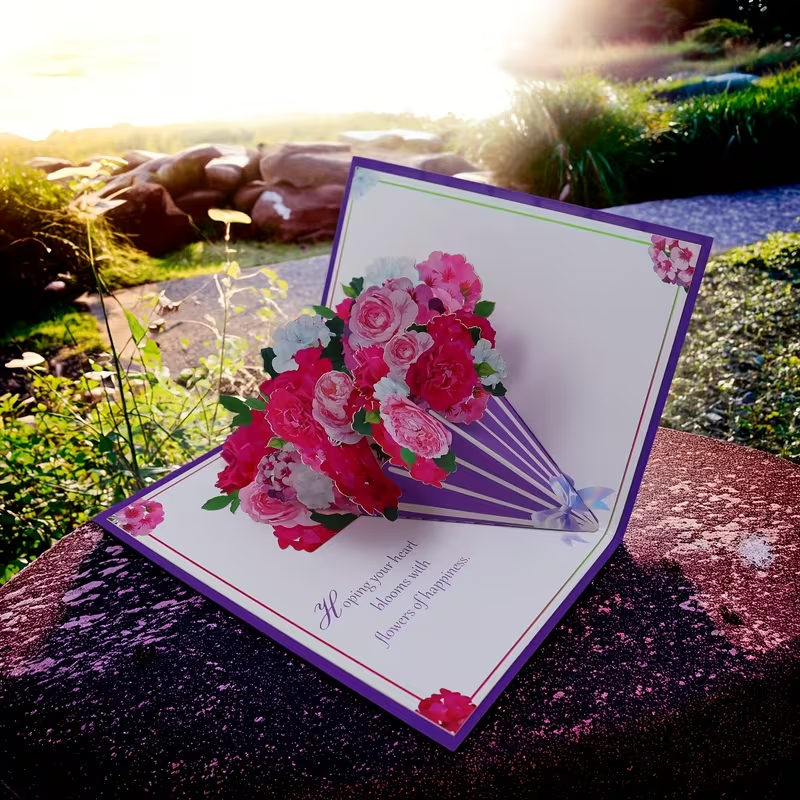 NEW 3D Rose Bouquet Greeting Card Free Shipping - FranksFunkyStuff