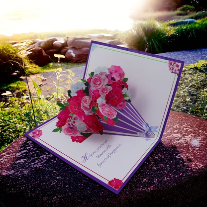 NEW 3D Rose Bouquet Greeting Card Free Shipping - FranksFunkyStuff