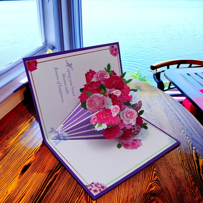 NEW 3D Rose Bouquet Greeting Card Free Shipping - FranksFunkyStuff