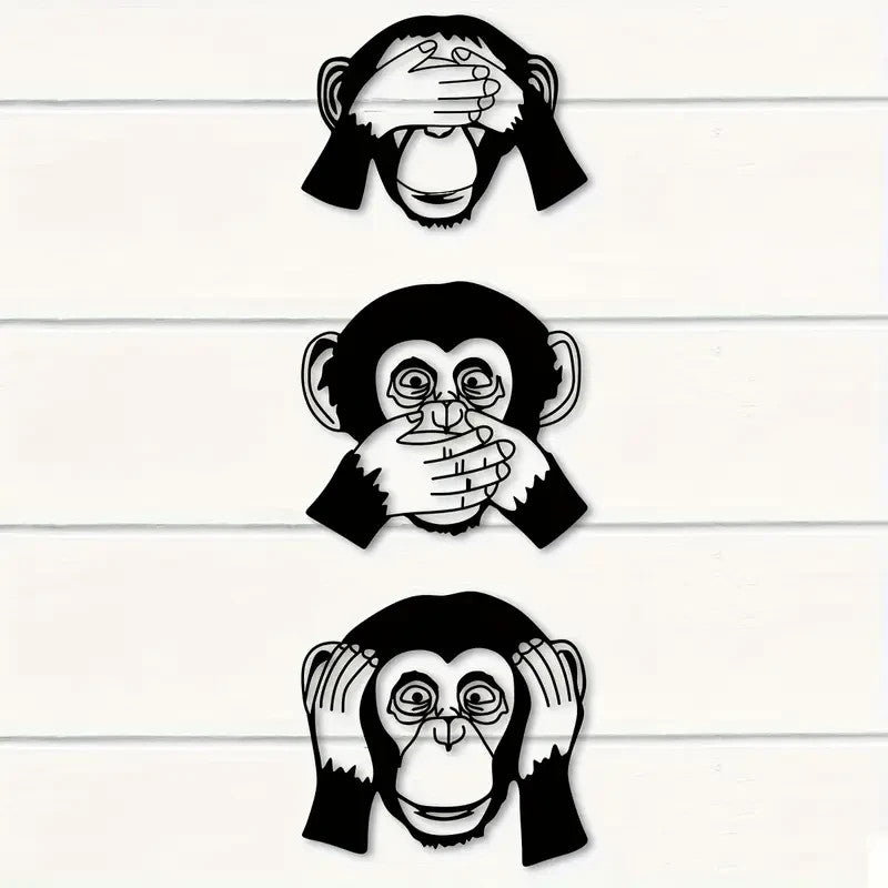 NEW 3pcs Metal Funky Monkey Wall Decor, Inside or Outside - FranksFunkyStuff