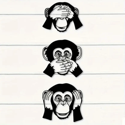 NEW 3pcs Metal Funky Monkey Wall Decor, Inside or Outside - FranksFunkyStuff