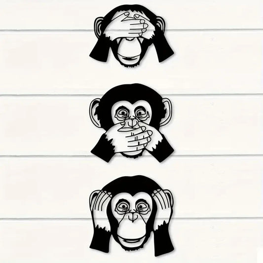 NEW 3pcs Metal Funky Monkey Wall Decor, Inside or Outside - FranksFunkyStuff