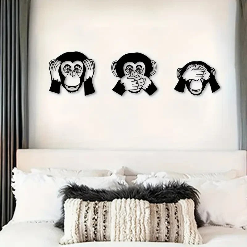 NEW 3pcs Metal Funky Monkey Wall Decor, Inside or Outside - FranksFunkyStuff