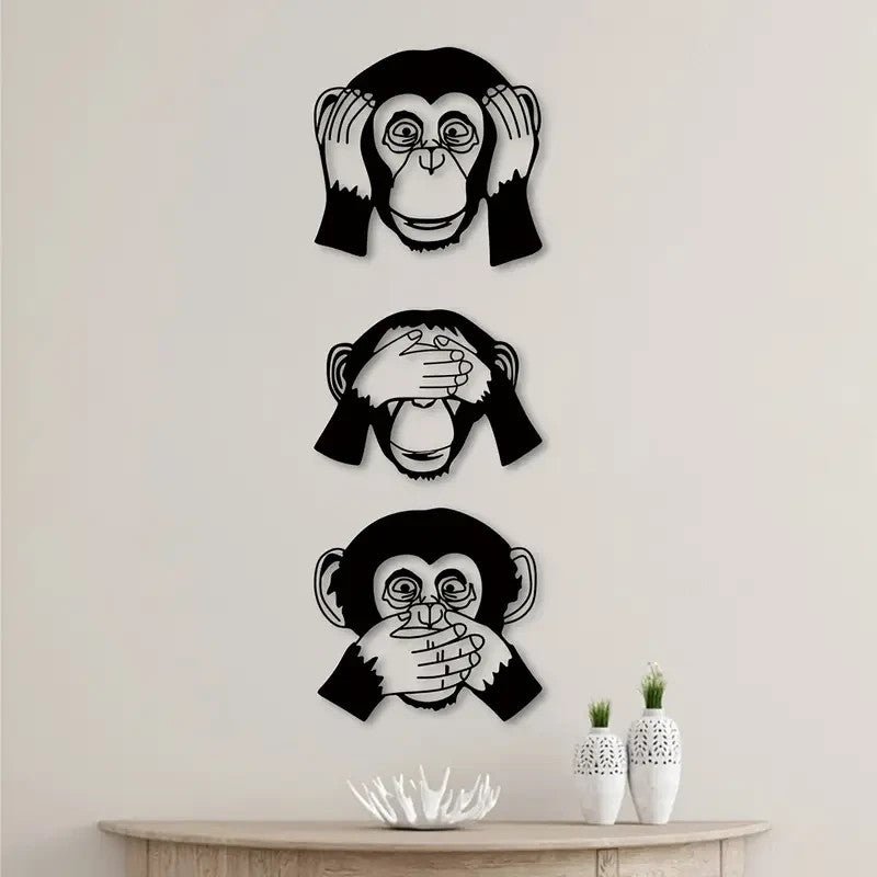 NEW 3pcs Metal Funky Monkey Wall Decor, Inside or Outside - FranksFunkyStuff