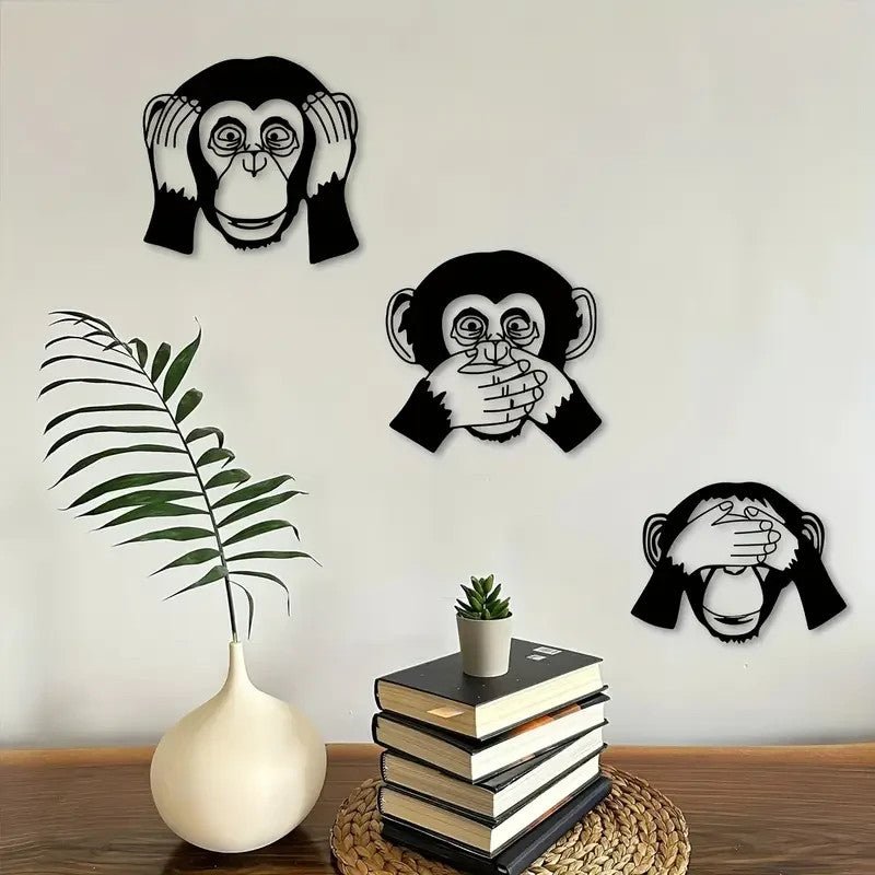 NEW 3pcs Metal Funky Monkey Wall Decor, Inside or Outside - FranksFunkyStuff