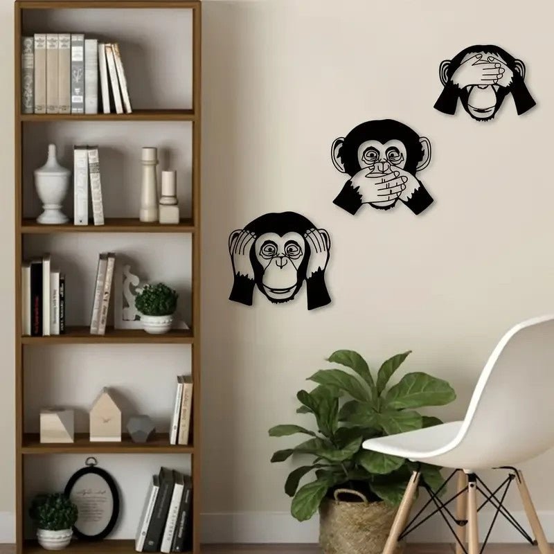 NEW 3pcs Metal Funky Monkey Wall Decor, Inside or Outside - FranksFunkyStuff