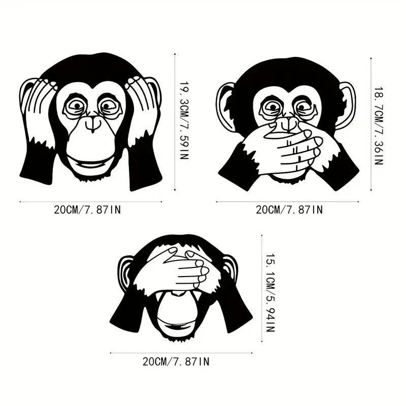 NEW 3pcs Metal Funky Monkey Wall Decor, Inside or Outside - FranksFunkyStuff