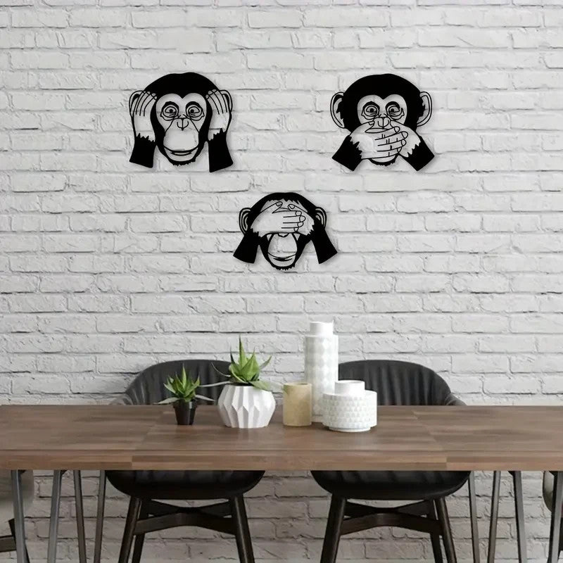 NEW 3pcs Metal Funky Monkey Wall Decor, Inside or Outside - FranksFunkyStuff