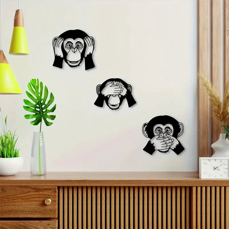 NEW 3pcs Metal Funky Monkey Wall Decor, Inside or Outside - FranksFunkyStuff