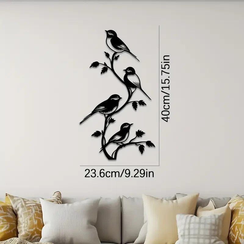 NEW 4 Birds on a Branch Metal Silhouette - FranksFunkyStuff