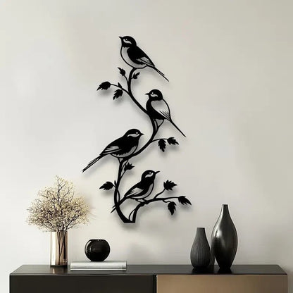 NEW 4 Birds on a Branch Metal Silhouette - FranksFunkyStuff