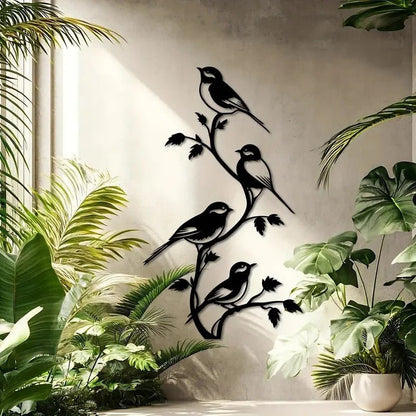NEW 4 Birds on a Branch Metal Silhouette - FranksFunkyStuff