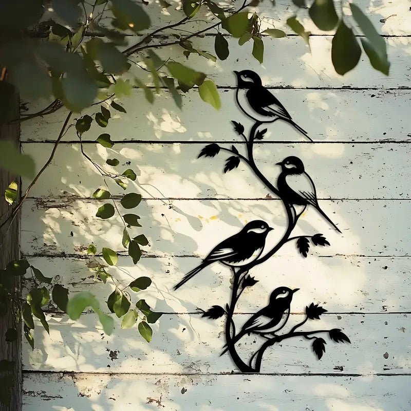 NEW 4 Birds on a Branch Metal Silhouette - FranksFunkyStuff