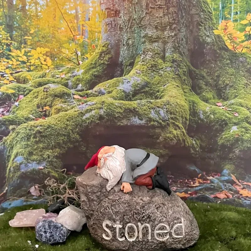 NEW 420 Modern Resin Garden Gnome Statue - "Stoned" Text Message - FranksFunkyStuff
