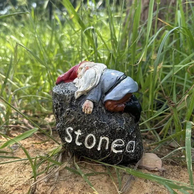 NEW 420 Modern Resin Garden Gnome Statue - "Stoned" Text Message - FranksFunkyStuff