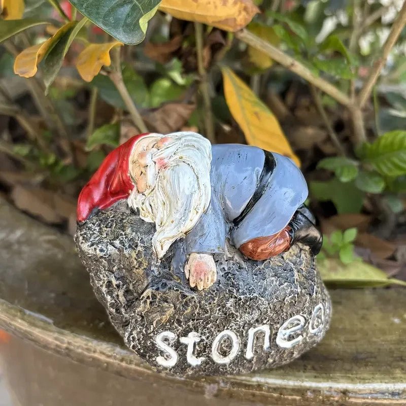 NEW 420 Modern Resin Garden Gnome Statue - "Stoned" Text Message - FranksFunkyStuff