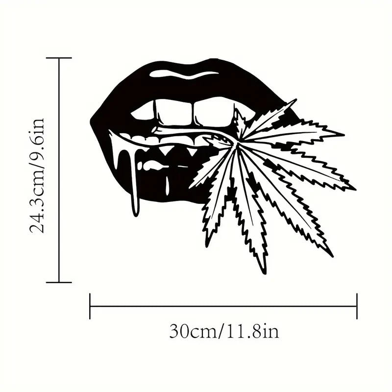 NEW 420 Stylish Lips Biting a Leaf Metal Silhouette - FranksFunkyStuff