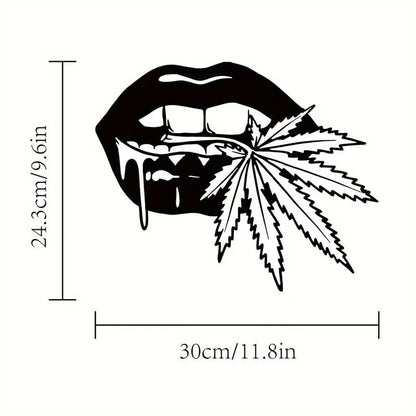 NEW 420 Stylish Lips Biting a Leaf Metal Silhouette - FranksFunkyStuff