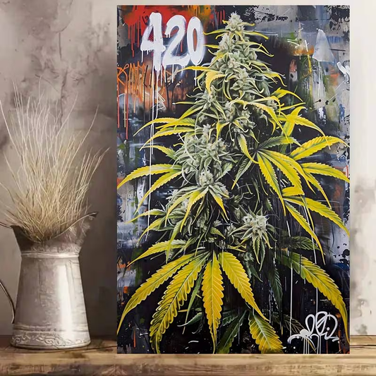 NEW "420 Theme Plant Art Canvas Painting" 2D Flat Unframed Canvas Poster - FranksFunkyStuff