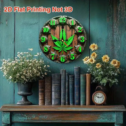 NEW 420 Wooden Wall Clock with Weed Leaf Design - 2D Flat Printing - FranksFunkyStuff