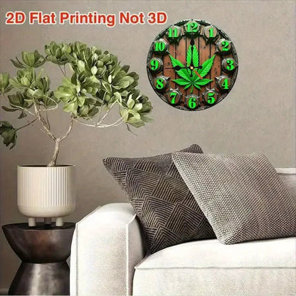 NEW 420 Wooden Wall Clock with Weed Leaf Design - 2D Flat Printing - FranksFunkyStuff