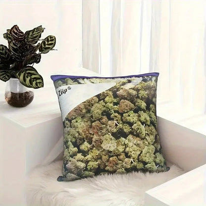 NEW 420 Ziploc Retro Weed Pattern Pillowcase 18x18 Inch - FranksFunkyStuff