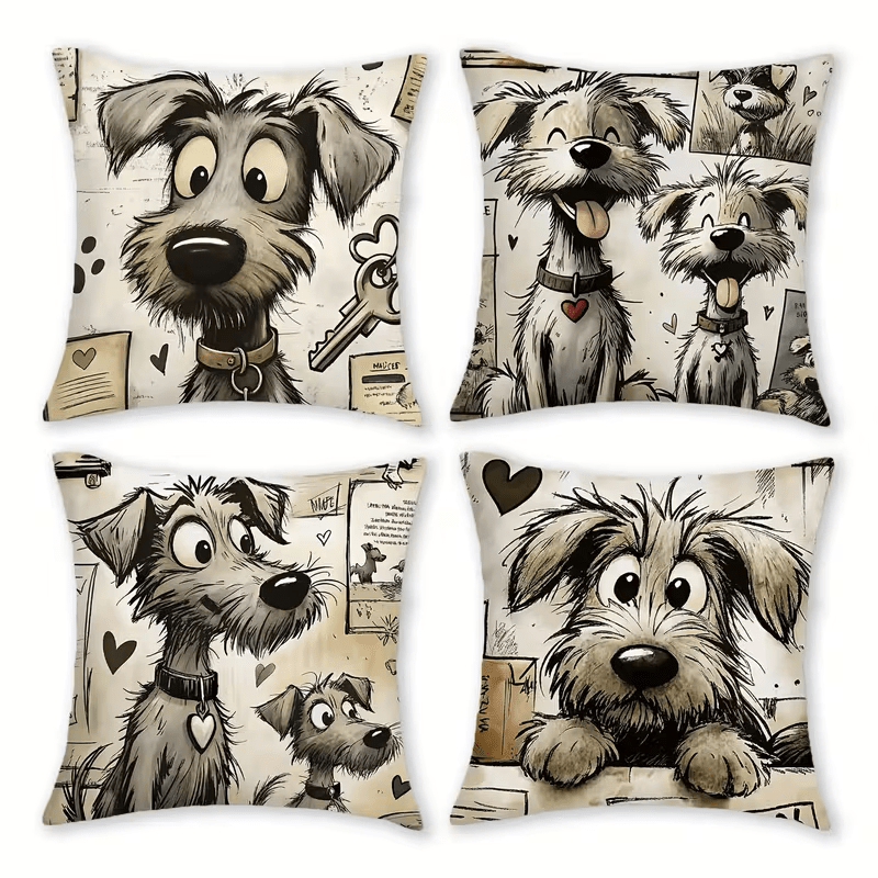 NEW 4pcs of Cartoon Dog Pattern Pillow Covers ( Set of 4 ) - FranksFunkyStuff