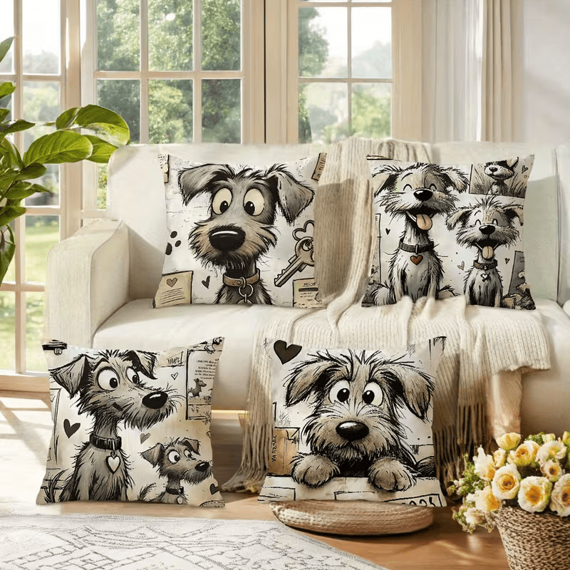 NEW 4pcs of Cartoon Dog Pattern Pillow Covers ( Set of 4 ) - FranksFunkyStuff