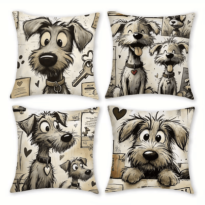 NEW 4pcs of Cartoon Dog Pattern Pillow Covers ( Set of 4 ) - FranksFunkyStuff