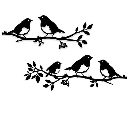 NEW 5 Birds on 2 Branches , Metal Silhouettes - FranksFunkyStuff