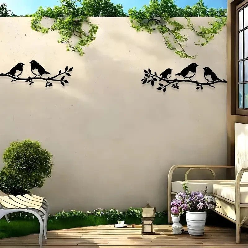 NEW 5 Birds on 2 Branches , Metal Silhouettes - FranksFunkyStuff
