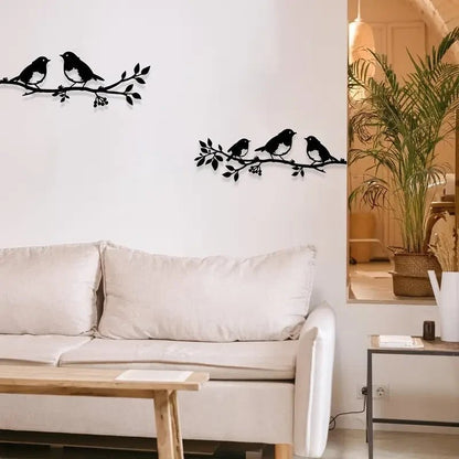 NEW 5 Birds on 2 Branches , Metal Silhouettes - FranksFunkyStuff