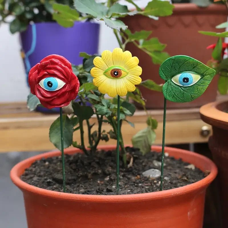 NEW 6 - Pack Art Deco Resin Monster Garden Stakes with Eerie Eyes - FranksFunkyStuff