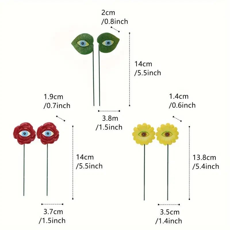 NEW 6 - Pack Art Deco Resin Monster Garden Stakes with Eerie Eyes - FranksFunkyStuff