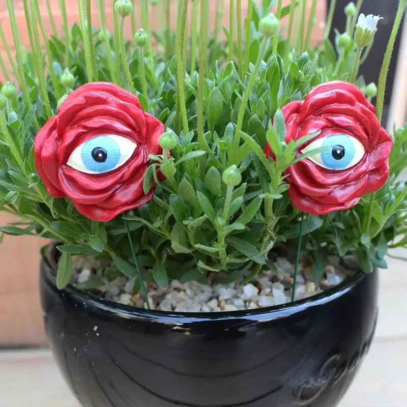 NEW 6 - Pack Art Deco Resin Monster Garden Stakes with Eerie Eyes - FranksFunkyStuff