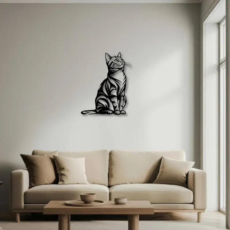 NEW Adorable Cat Metal Silhouette Wall Art - FranksFunkyStuff
